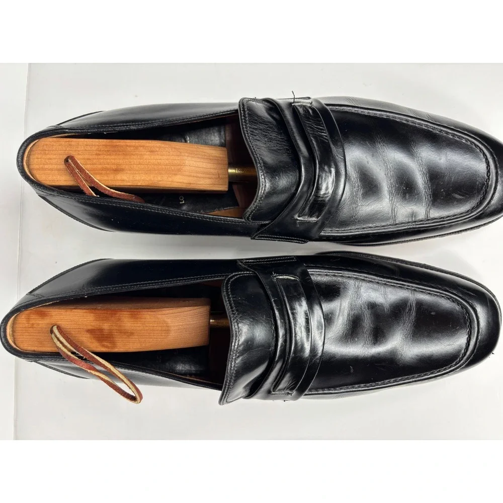Vtg Church's Penny Loafers Men 10.5W UK 9.5H Black Custom Grade Leather England